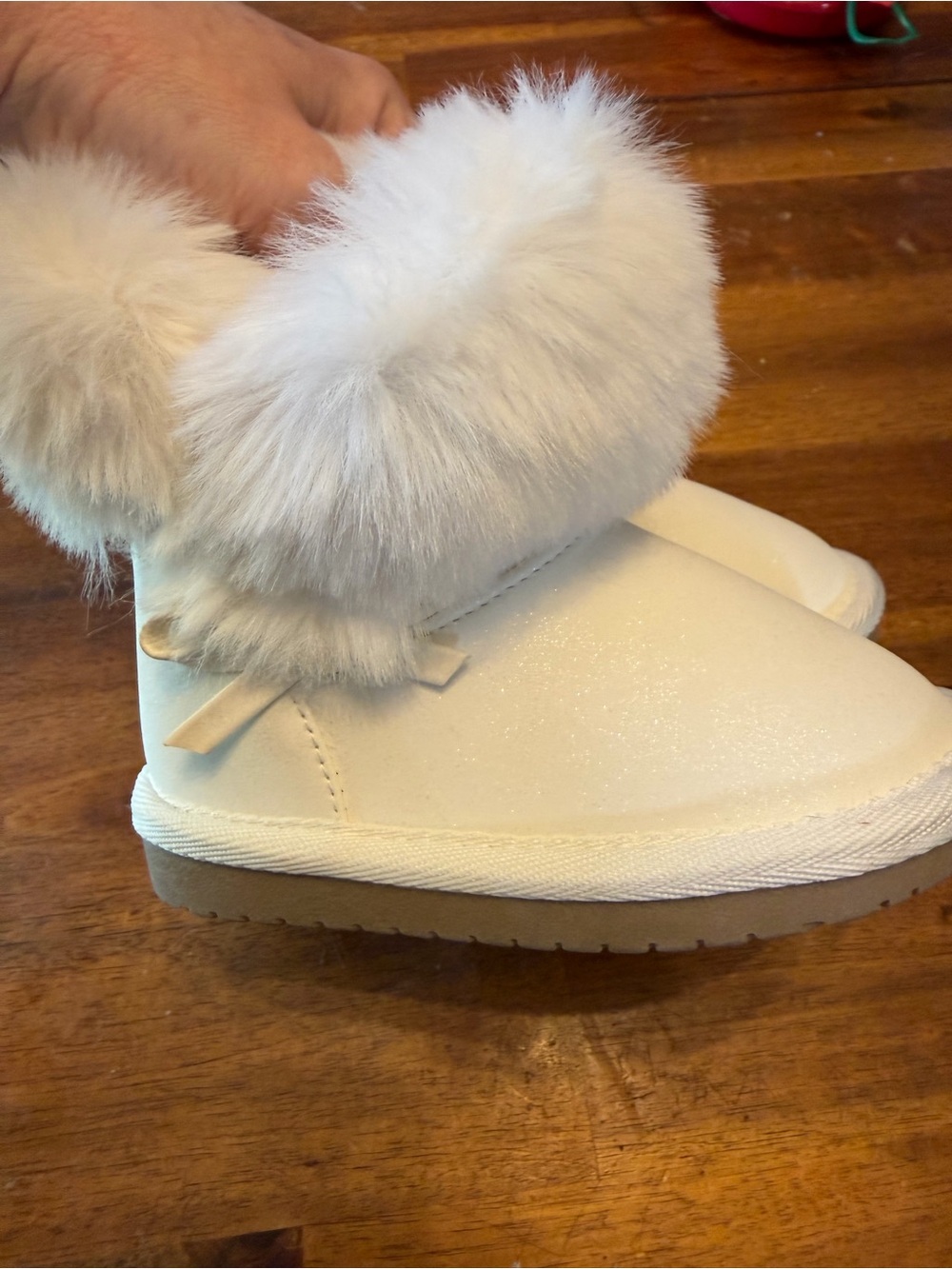 Gymboree Cream Faux Fur Cuffed Sparkle Boots
